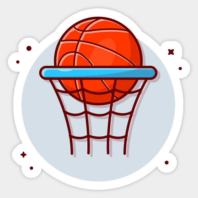 Basket Ball And Ring Cartoon Vector Icon Illustration Basket Ball